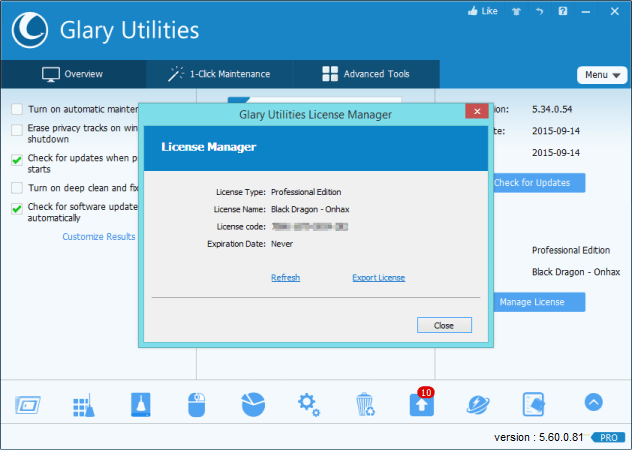 Glary utilities license code